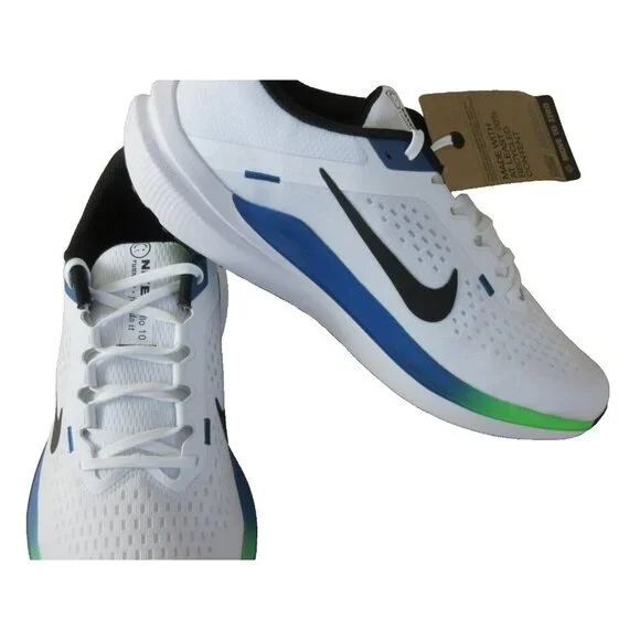 Nike Men's Air Winflo 10 Running Shoes White Star Blue Green Strike Sizes NIB